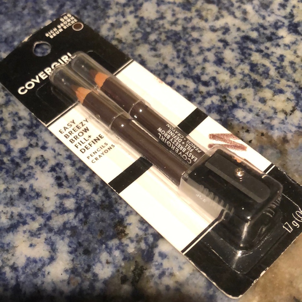 COVERGIRL EASY BREEZY BROW FILL & DEFINE BROW PENCILS•2pk•sharpener•NIP